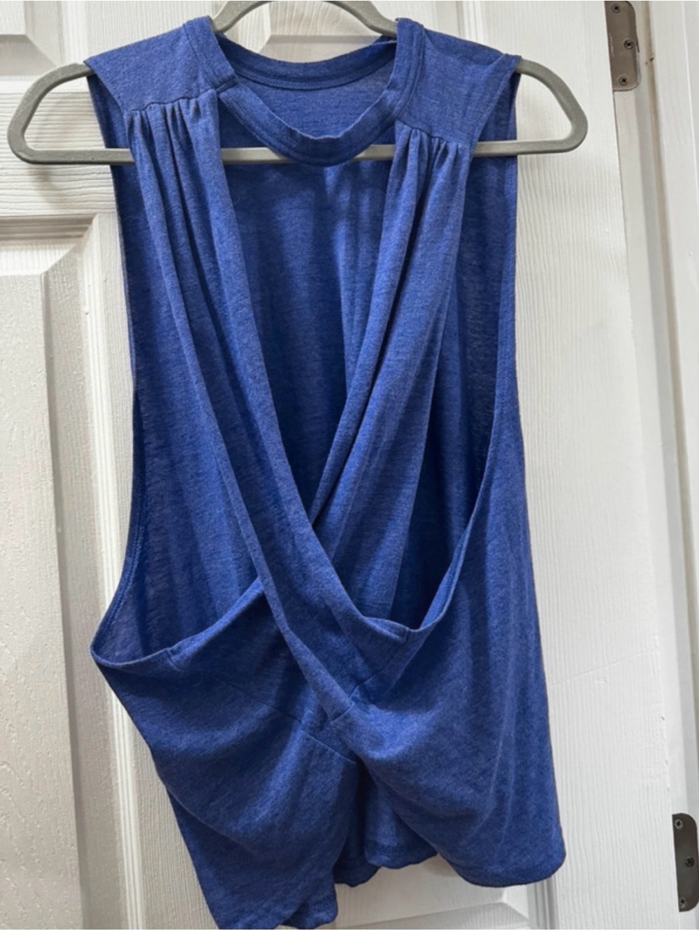 FP Movement by Free People Blue Draped Crossover Open-Back Tank